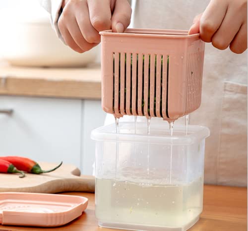 Fresh Food Storage Containers for Fridge - Airtight Fruit Containers with Lid & Removable Drain Basket - Perfect for Strawberries, Cherries, Berries & More - Ideal for Meal Prep, Snack Storage & Keeping Produce Fresh Longer