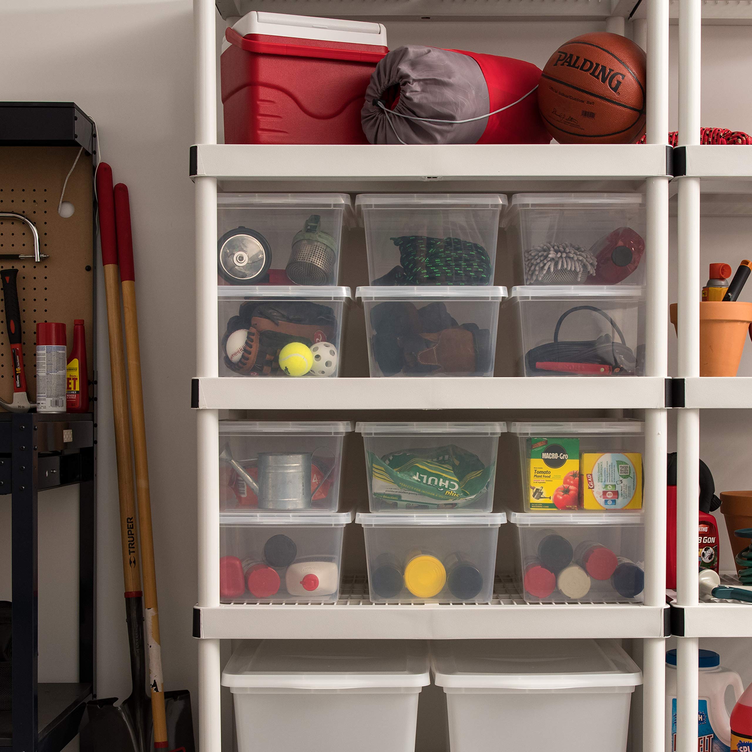 IRIS USA 17 Quart Clear Storage Box - 12 Pack | BPA-Free Plastic Stackable Bins with Lids | Perfect for Organizing Shoes, Closet Shelves, Classroom Supplies & Game Storage | Ideal for Home, Office & School Organization