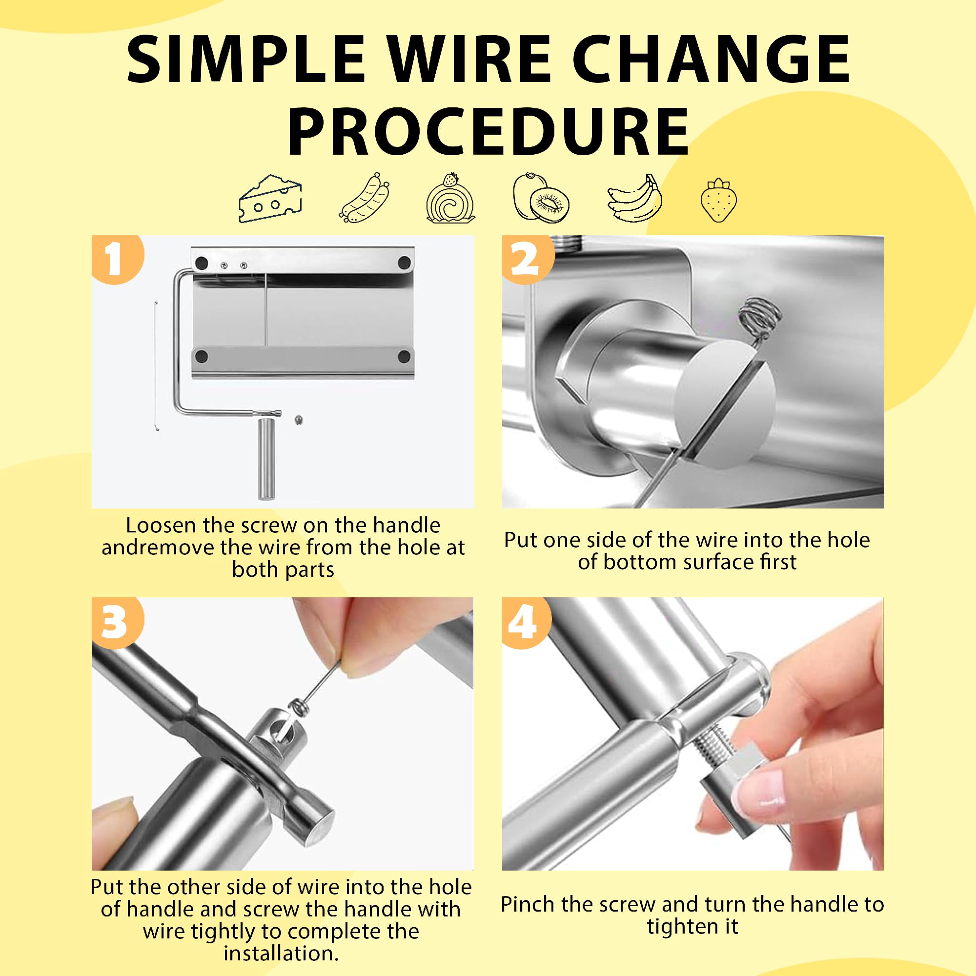 Premium Stainless Steel Cheese Slicer with 5 Replacement Wires - Perfect for Block Cheese, Westmark Cheese, Thin Slices, Butter & Hams | Ideal for Kitchens, Delis, Charcuterie Boards & Cheese Platters
