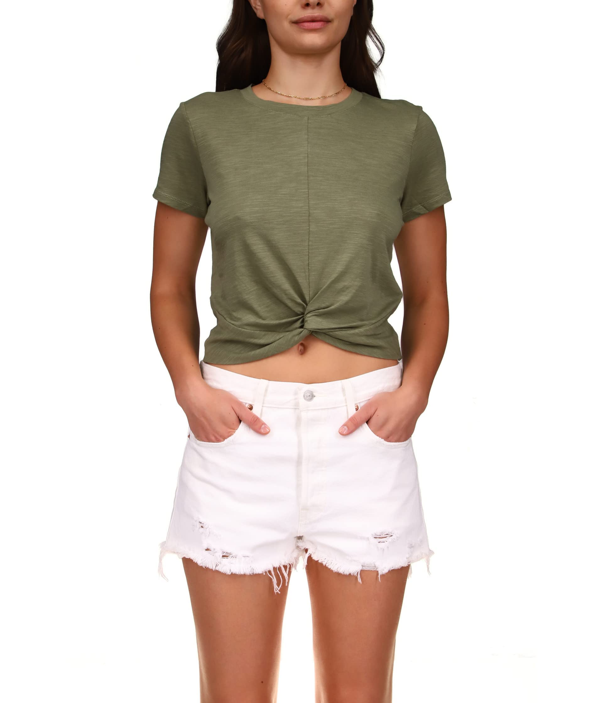 Sanctuary Slow Tide Twist Tee - Women's Casual Short Sleeve T-Shirt for Beach, Travel & Everyday Wear | Soft & Comfortable Cotton Blend Top