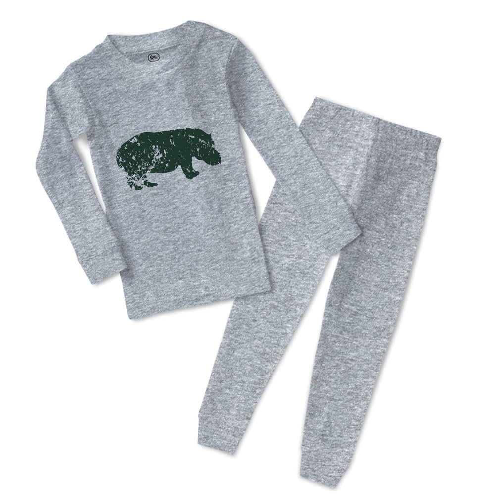 Custom Cotton Toddler Pajamas for Boys & Girls - Hippo Shadow Animal Print, Safari Theme Snug Fit Sleepwear - Perfect for Bedtime, Playdates & Cozy Family Nights