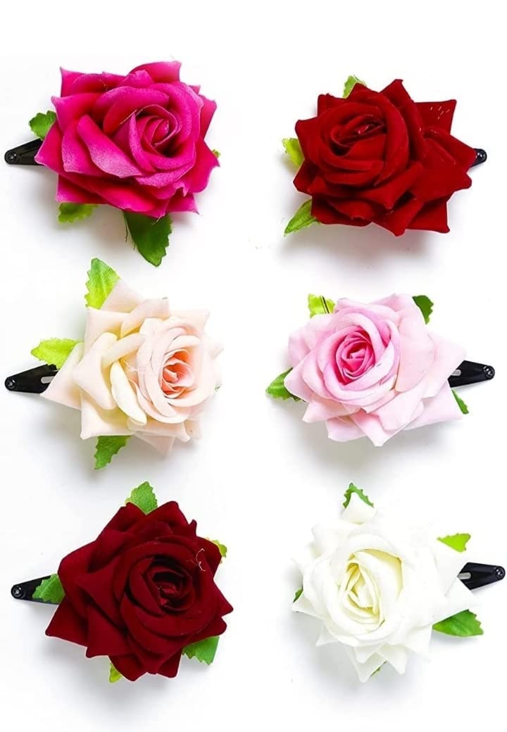 Elegant Rose Hair Clips for Women & Girls - Multicolor Hair Accessories for Party, Wedding & Everyday Use