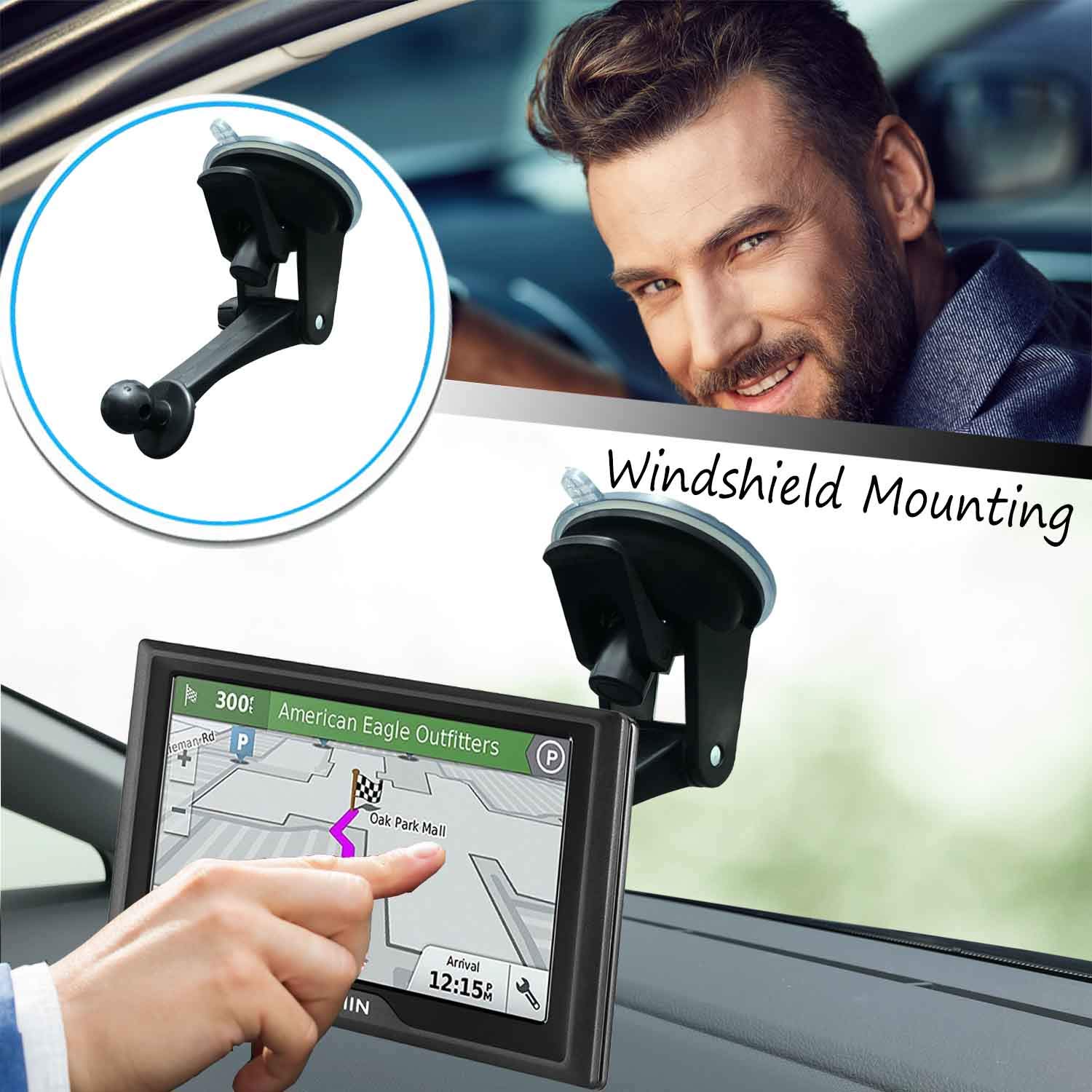Randconcept Universal GPS Mount for Garmin - Dashboard & Windshield Car Holder Compatible with Garmin Nuvi, RV Dezl, DriveSmart, DriveAssist - Perfect for Road Trips, RV Travel & Daily Commuting