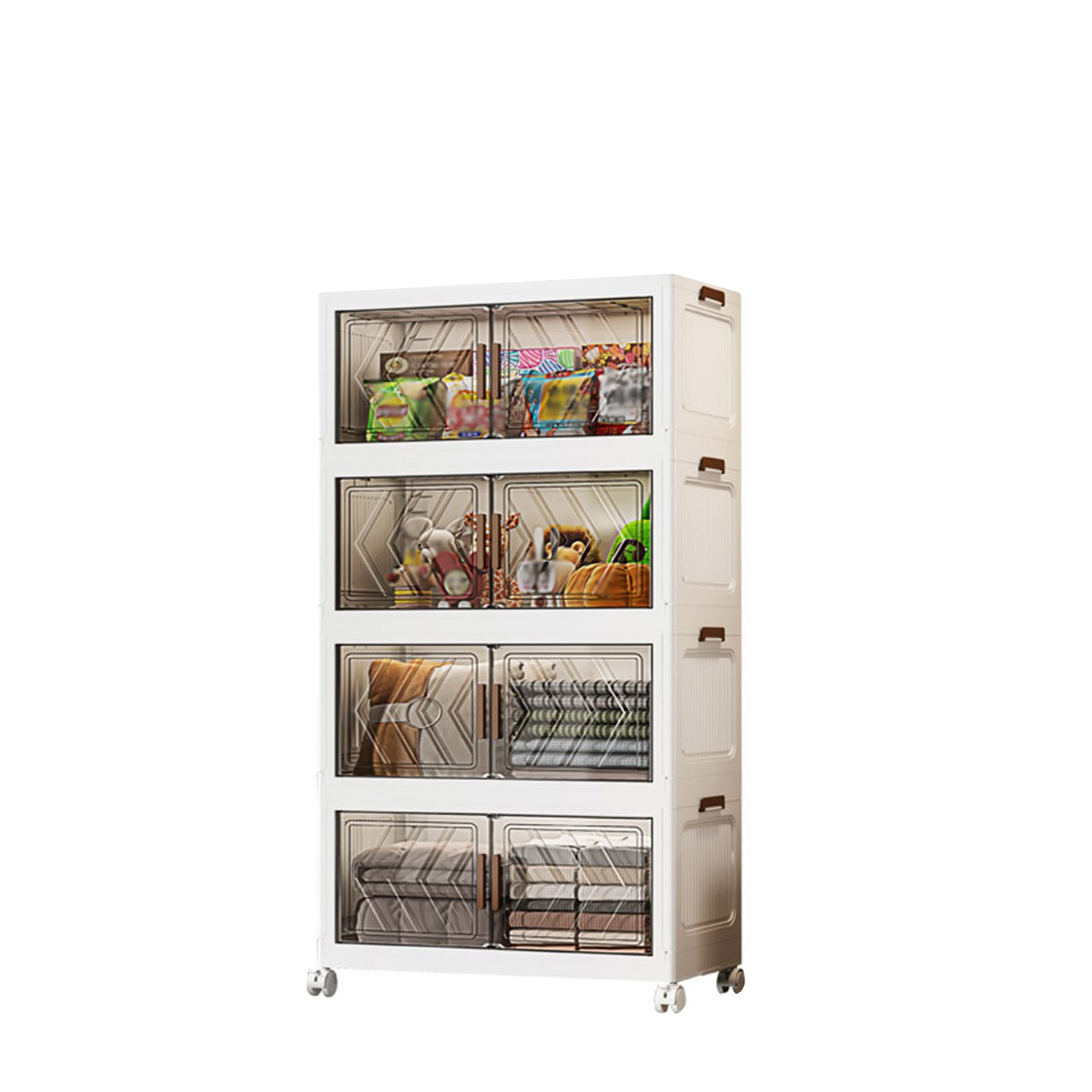 Stackable Storage Bins with Lids - 2 Tier Organizing Bins with Wheels, Foldable Closet & Wardrobe Storage Box for Home, Office, Dorm, Bedroom - Perfect for Clothes, Toys, and Seasonal Item Organization