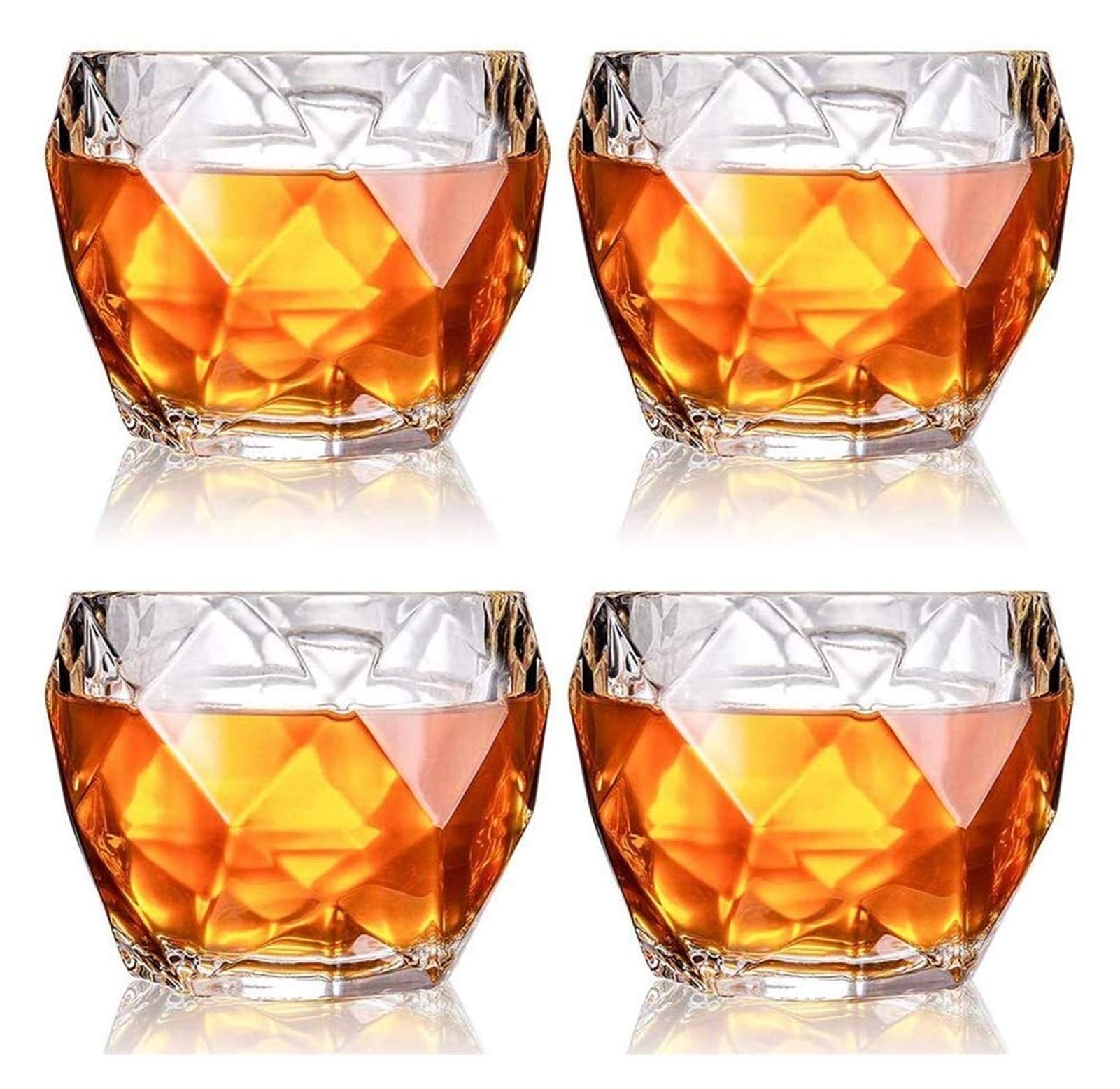 Premium Crystal Whiskey Glasses Set of 4 - 11 Oz Scotch, Bourbon & Cocktail Glasses - Elegant Rock Style Old Fashioned Drinking Glassware for Home Bar, Gifts & Entertaining