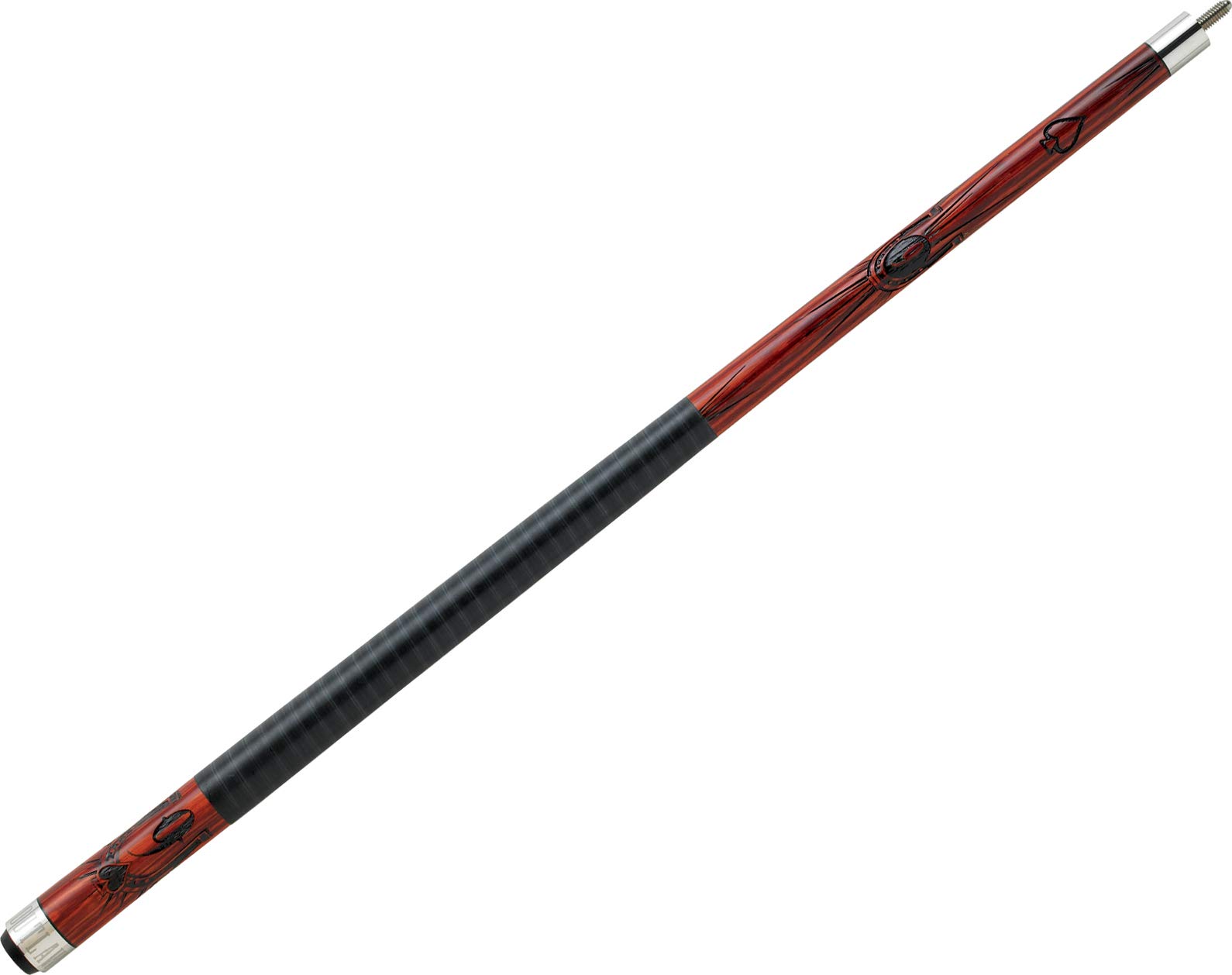 Outlaw Dark Cherry OL14 Burned 9 Ball Pool Cue Stick with Horseshoe Inlay for Professional Billiards and Home Game Rooms