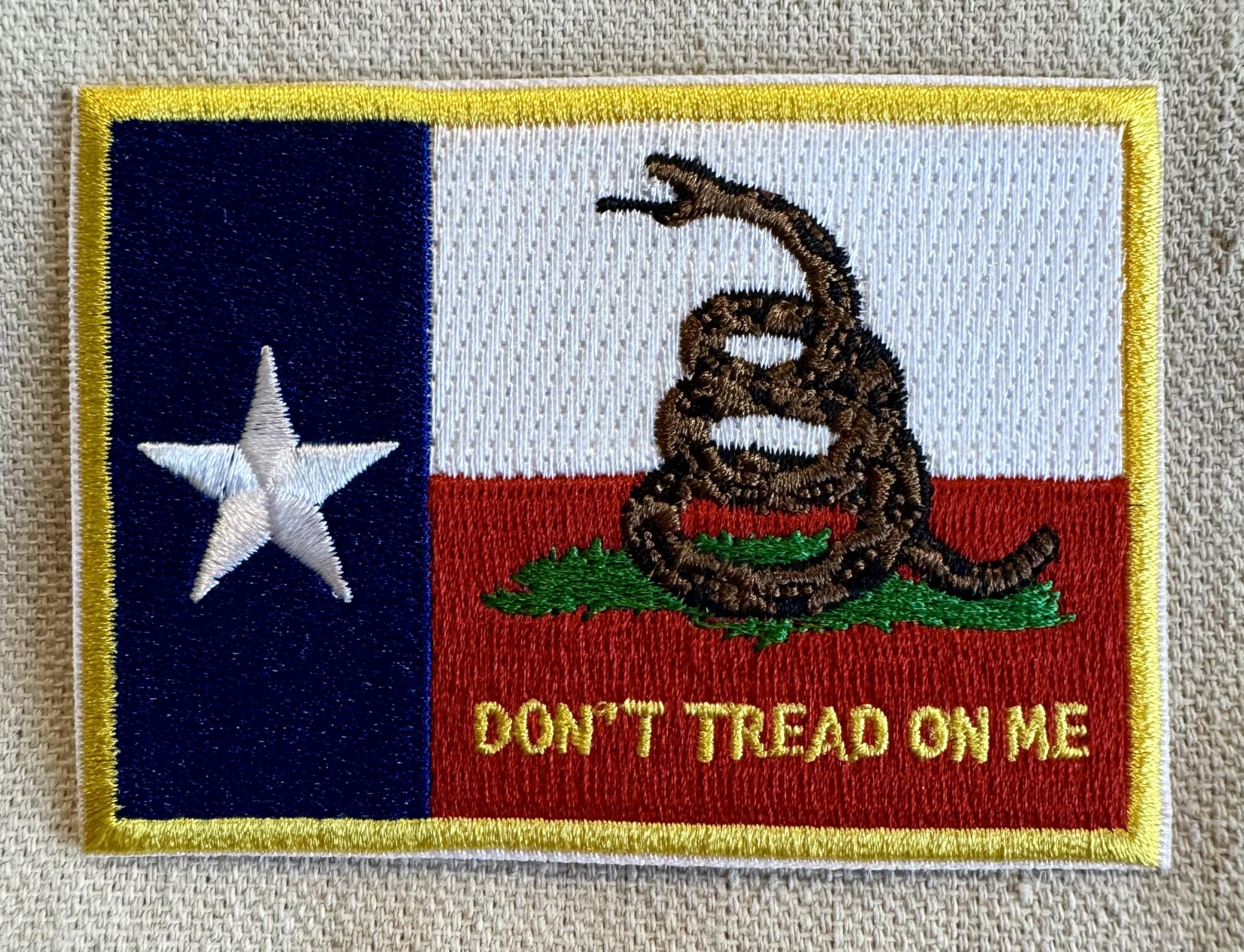 Texas Gadsden Flag Embroidered Patch - Iron-On Lone Star State Patriotic Badge for Jackets, Hats & Bags - Perfect for Texas Pride, Military & Biker Gear