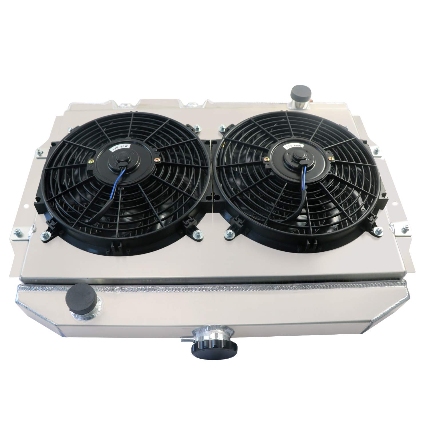 1958-1974 AMC Rambler Javelin AMX SST DPL V8 3 Row Aluminum Radiator with Cooling Fan Shroud - High Performance Cooling Upgrade for Classic Muscle Cars & Hot Rods