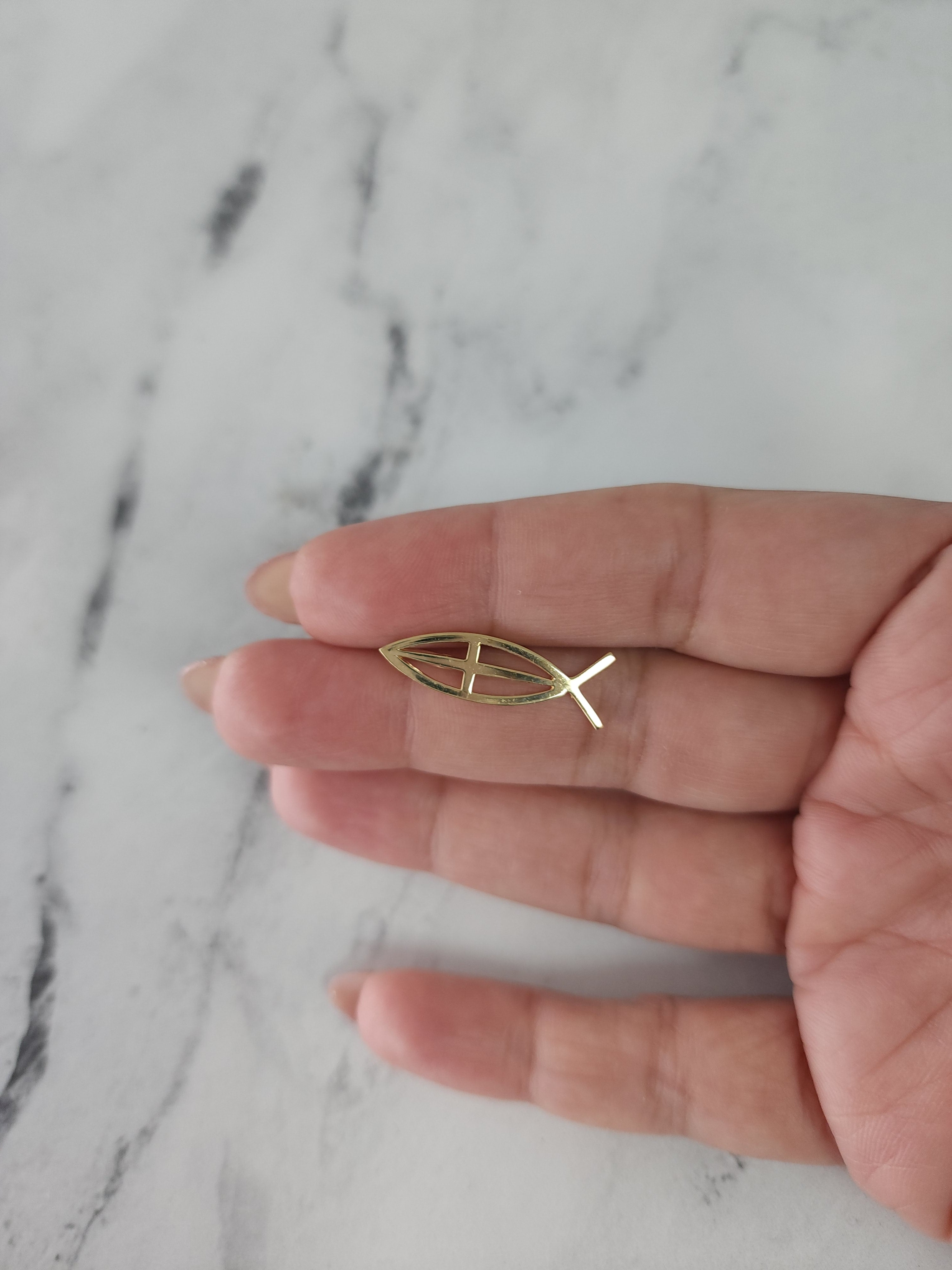 14K Yellow Gold Christian Fish Ichthys Cross Pendant - Elegant Religious Jewelry for Baptism, Confirmation & Daily Faith Wear