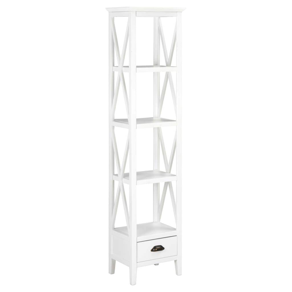 4-Tier Modern Wooden Bookcase with Drawer - White Storage Shelf for Books & Decor - Perfect for Bedroom, Living Room, Office & Library Organization