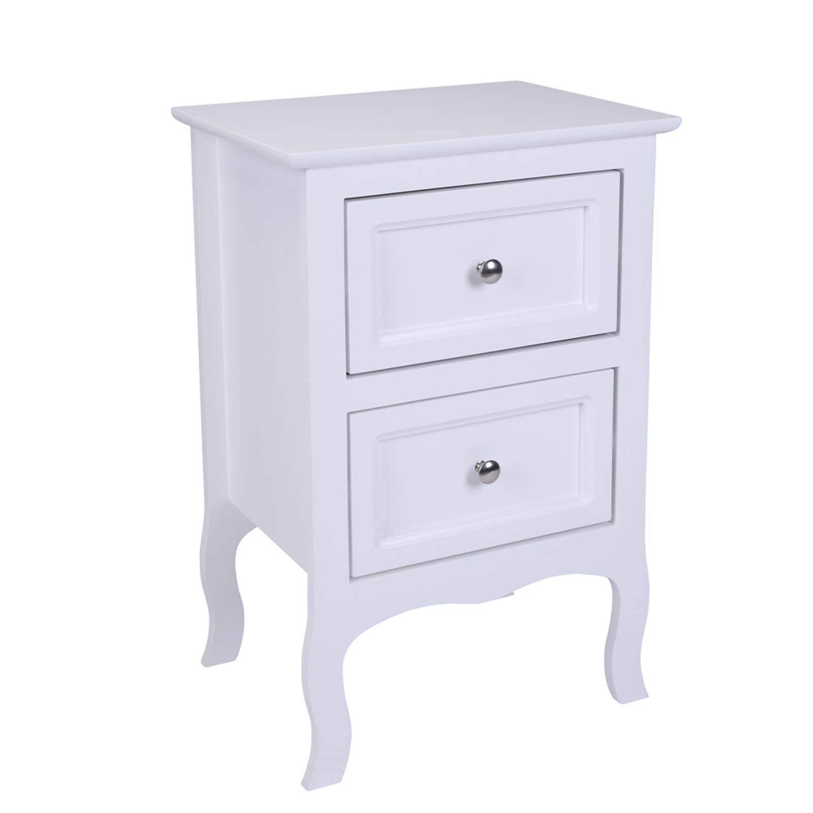 2pcs Country Style Two-Tier Nightstand Set - Large Bedside End Tables with Storage for Bedroom & Living Room - White - Perfect for Small Space Organization & Home Decor