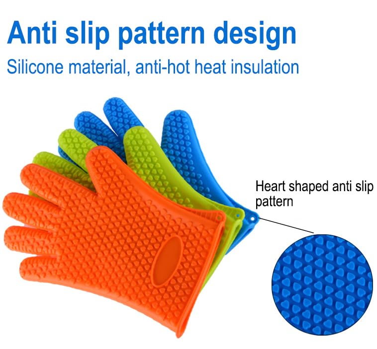 AKOAK Heat Resistant Silicone BBQ Gloves for Grilling, Cooking, Baking & Oven Use - Waterproof, Non-Slip Kitchen Gloves for Safe Handling of Hot Pots, Pans & Food (Red, Pack of 1) - Perfect for Outdoor BBQ, Camping & Home Kitchen Safety