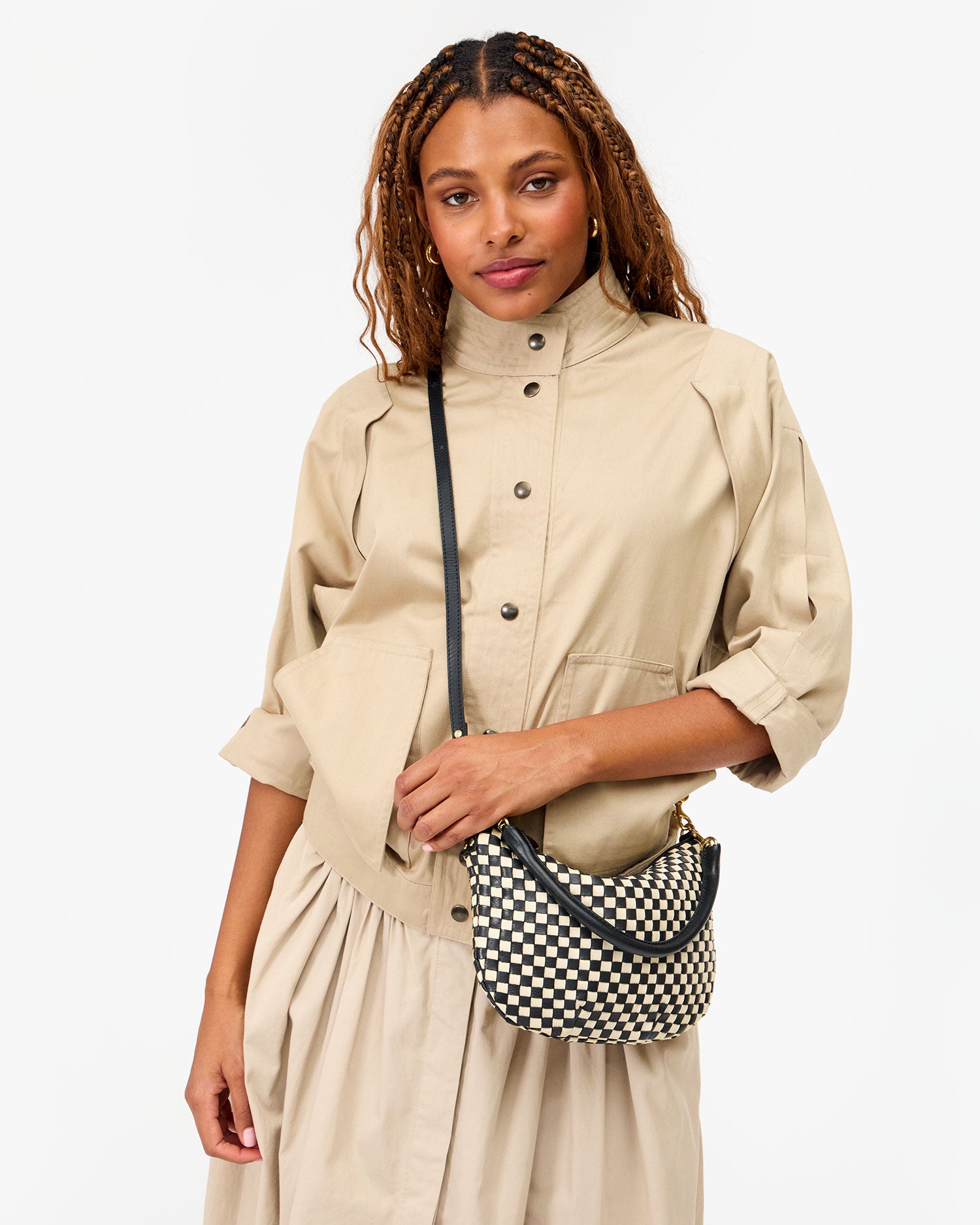 Petit Moyen Black Cream Woven Checker Scarf - Soft Lightweight Fashion Accessory for Women & Men | Perfect for Fall, Winter & Office Wear
