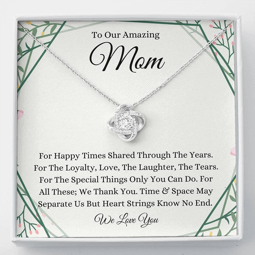 Handmade Love Knot Necklace - Personalized Message Card Jewelry for Mom | Thoughtful Birthday Gift from Daughter or Son | Perfect for Mother's Day, Christmas & Special Occasions