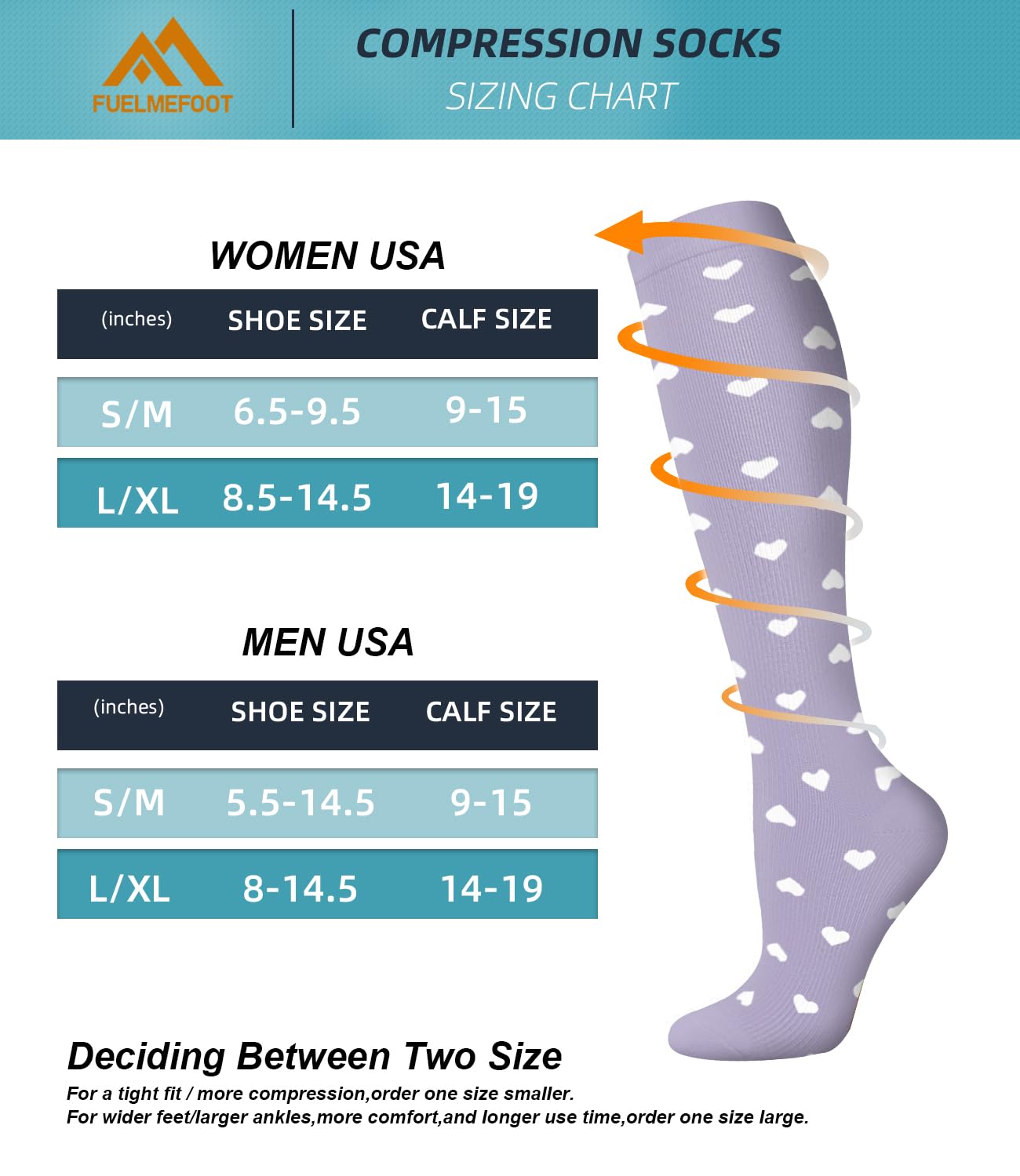 FuelMeFoot Compression Socks for Women & Men - Graduated Support Knee High Socks for Nurses, Running, Travel & Sports - Improve Circulation & Reduce Swelling for Long Shifts, Flights & Workouts
