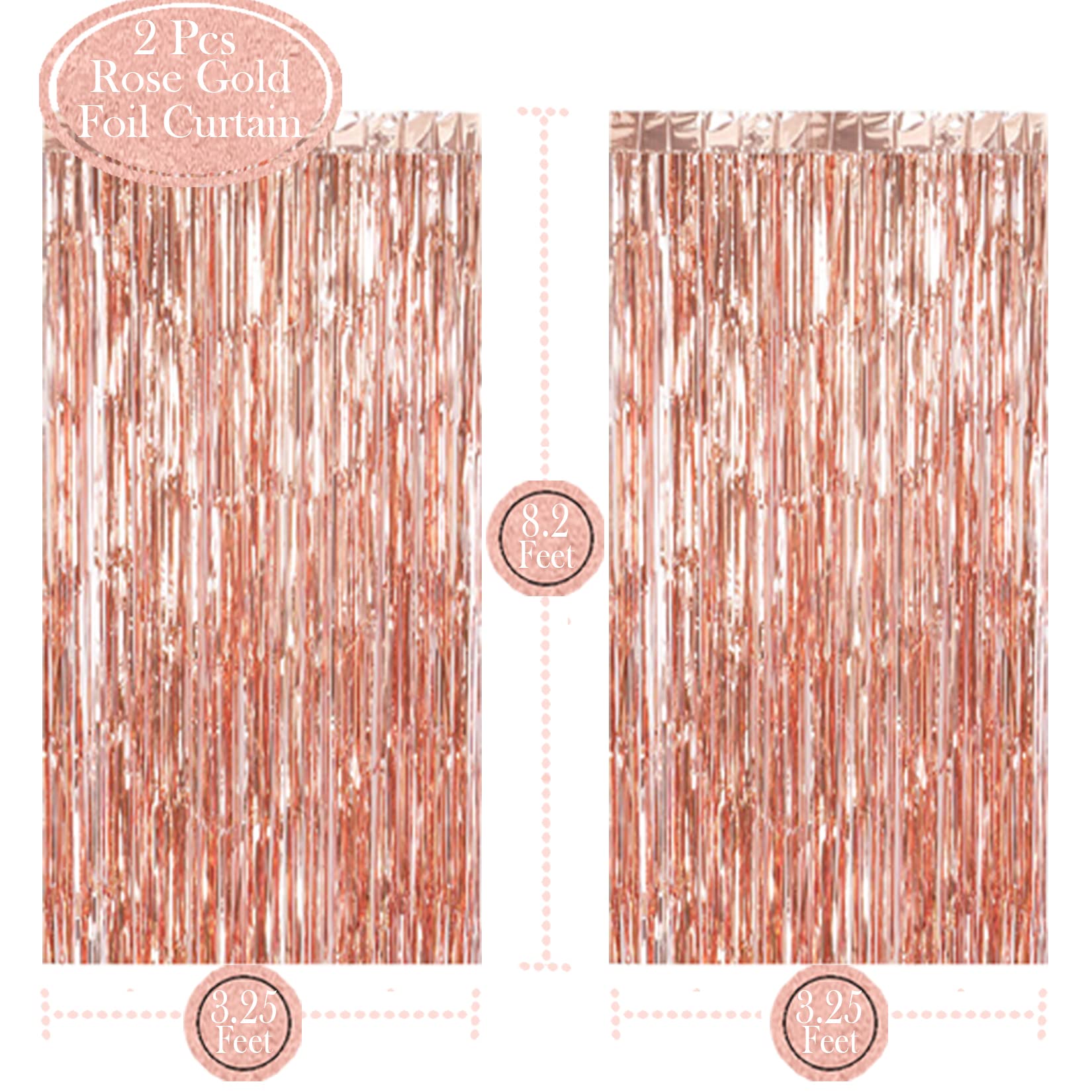 Rose Gold Party Decorations Kit - Foil Fringe Curtain Backdrop, Balloons Set for Birthday & Graduation - Elegant Rose Gold and White Theme - Perfect for Wedding, Baby Shower & Anniversary Celebrations