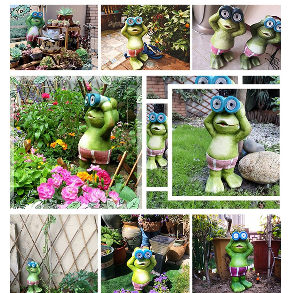 Solar Powered Zen Frog Garden Statue - 8.7 Inch Outdoor Meditation Decor with LED Lights, Resin Yoga Frog Figurine for Yard, Patio, and Zen Garden Decorations - Perfect for Outdoor Relaxation and Nighttime Ambiance