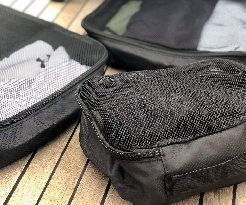 DUKAP 3-Piece Travel Organizer Set with Double Zipper - Lightweight Luggage Toiletry Bag with Webbing Handle & Mesh Top (Grey) - Perfect for Airplane Carry-On, Business Trips & Vacation Packing