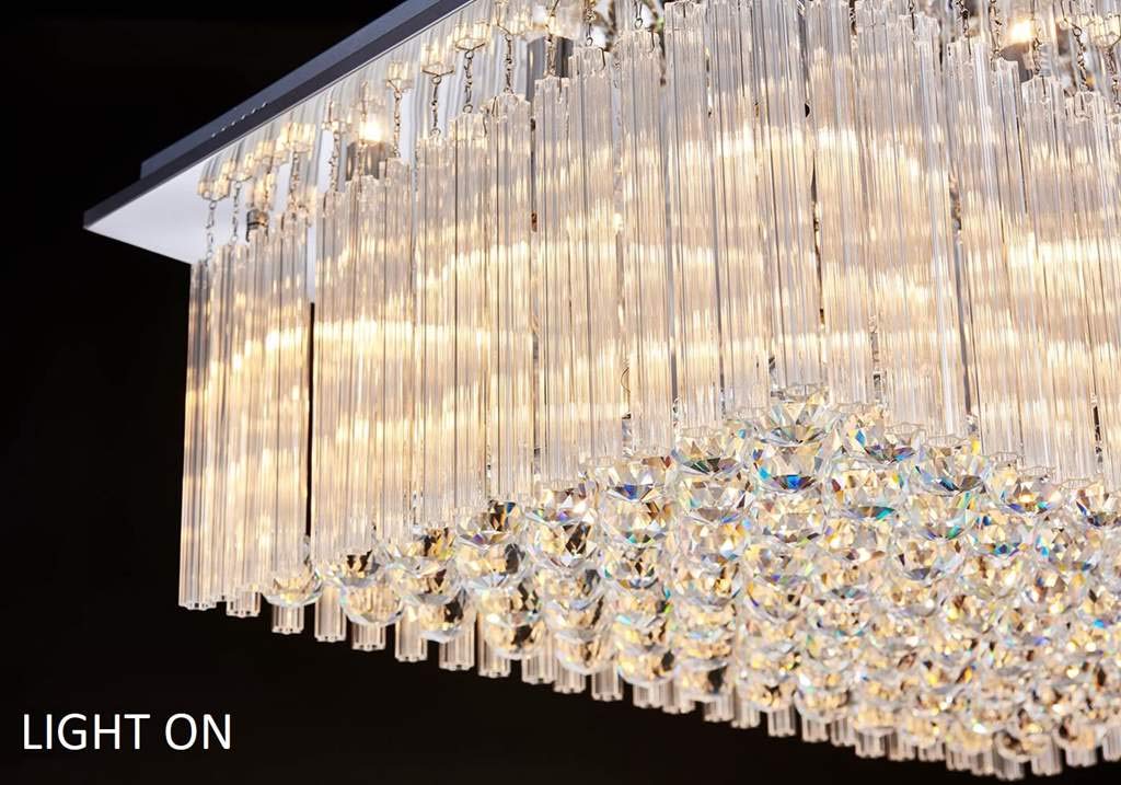 Saint Mossi 12-Lights Modern Crystal Chandelier - K9 Crystal Flush Mount Ceiling Light Fixture with Raindrop Design for Bedroom, Dining Room & Living Room (32