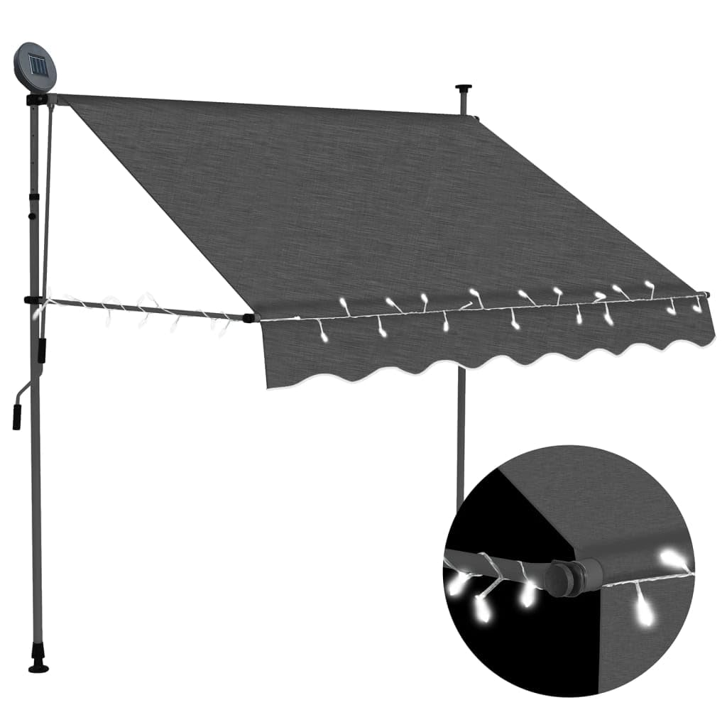 Manual Retractable Awning with LED Lights 59.1