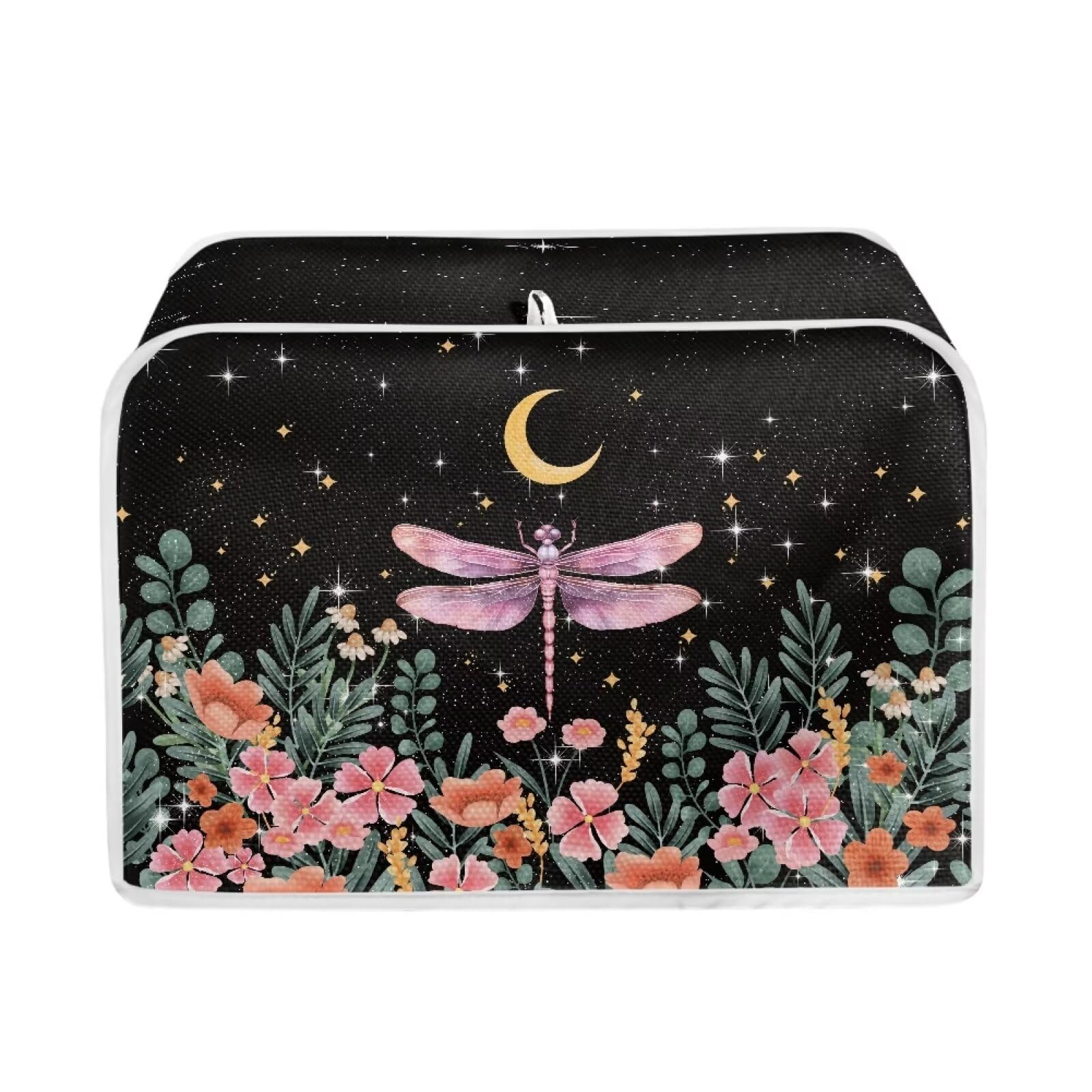Dragonfly Moon Toaster Cover - Waterproof Fingerprint-Resistant Bread Toaster Protector | Compatible with Most 4-Slice Toasters | Perfect for Kitchen, Breakfast Nook & Small Appliance Protection