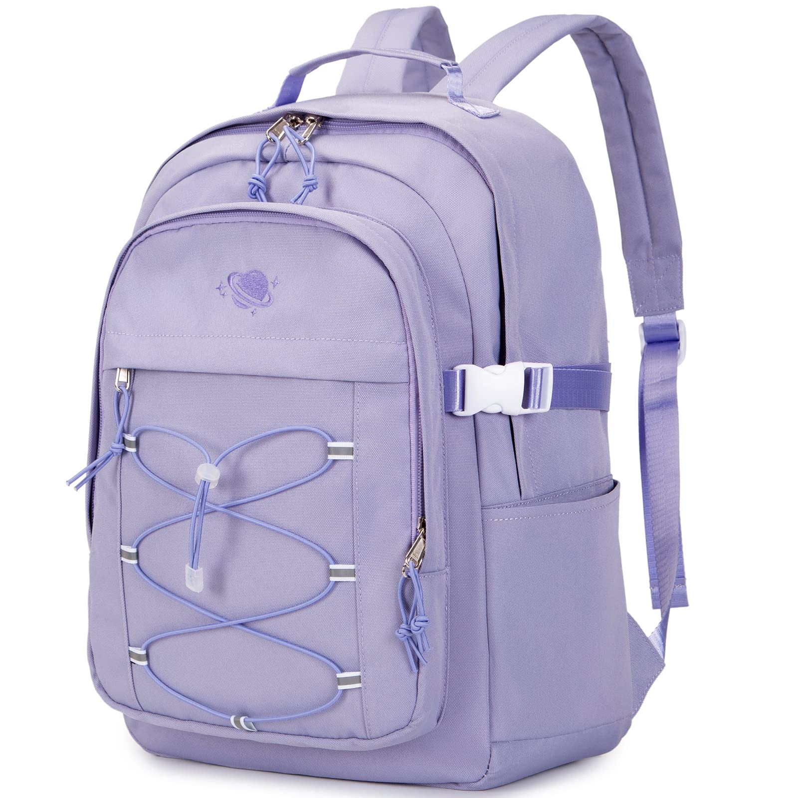 MIRLEWAIY Kids Backpack for School & Travel - Planet Embroidery, Taro Purple - Perfect for Girls & Teens