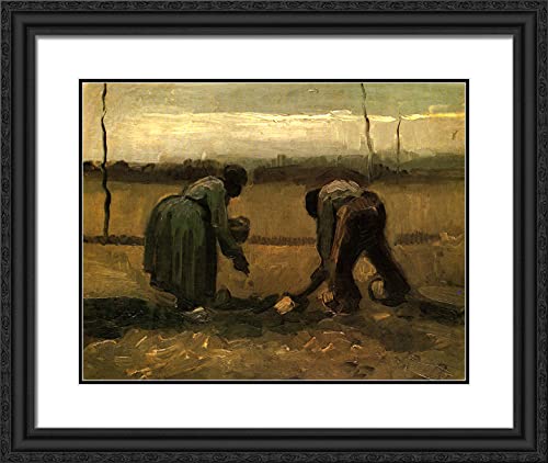 Black Ornate Wood Frame with Double Matting