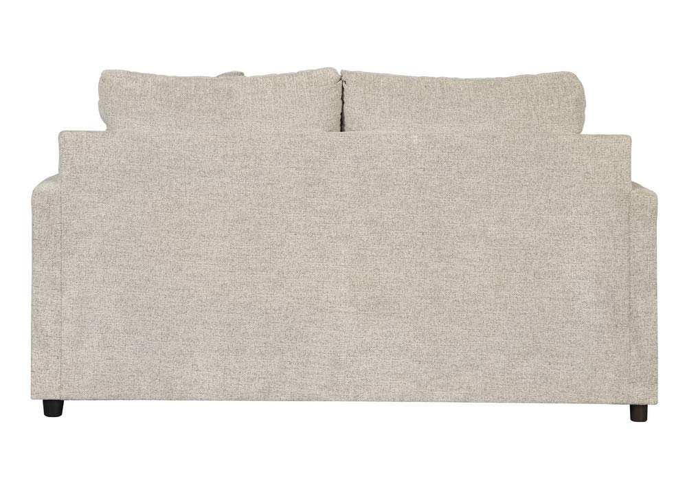 Signature Design by Ashley Soletren Contemporary Chenille Loveseat with 2 Accent Pillows in Off-White - Modern Small Sofa for Living Room, Apartment & Office Lounge