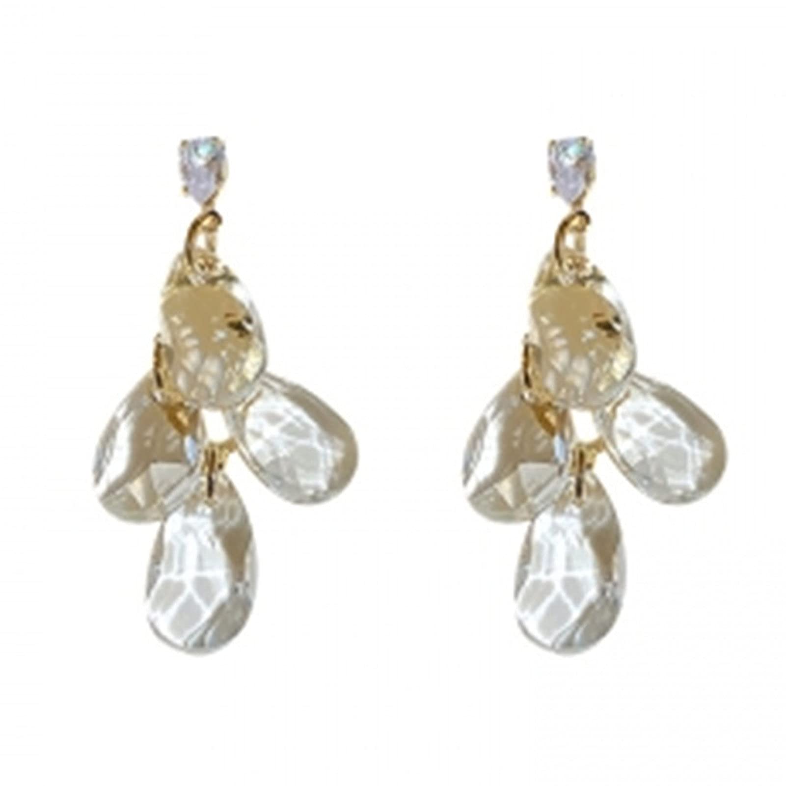 1 Pair Women's Dangle Earrings - Water Drop Faux Crystal Geometric Pendant Stud Earrings for Wedding, Party & Evening Wear | Lightweight Elegant Jewelry Gift for Her