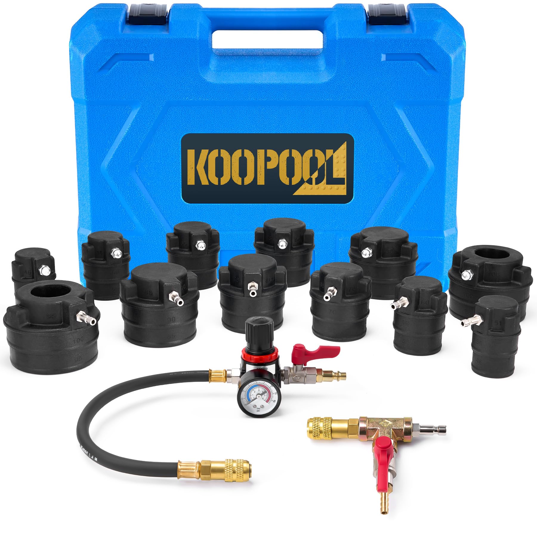 **14-Piece Turbo Boost Leak Tester Kit with 6 Pairs of Stepped Adapters (1-7/8