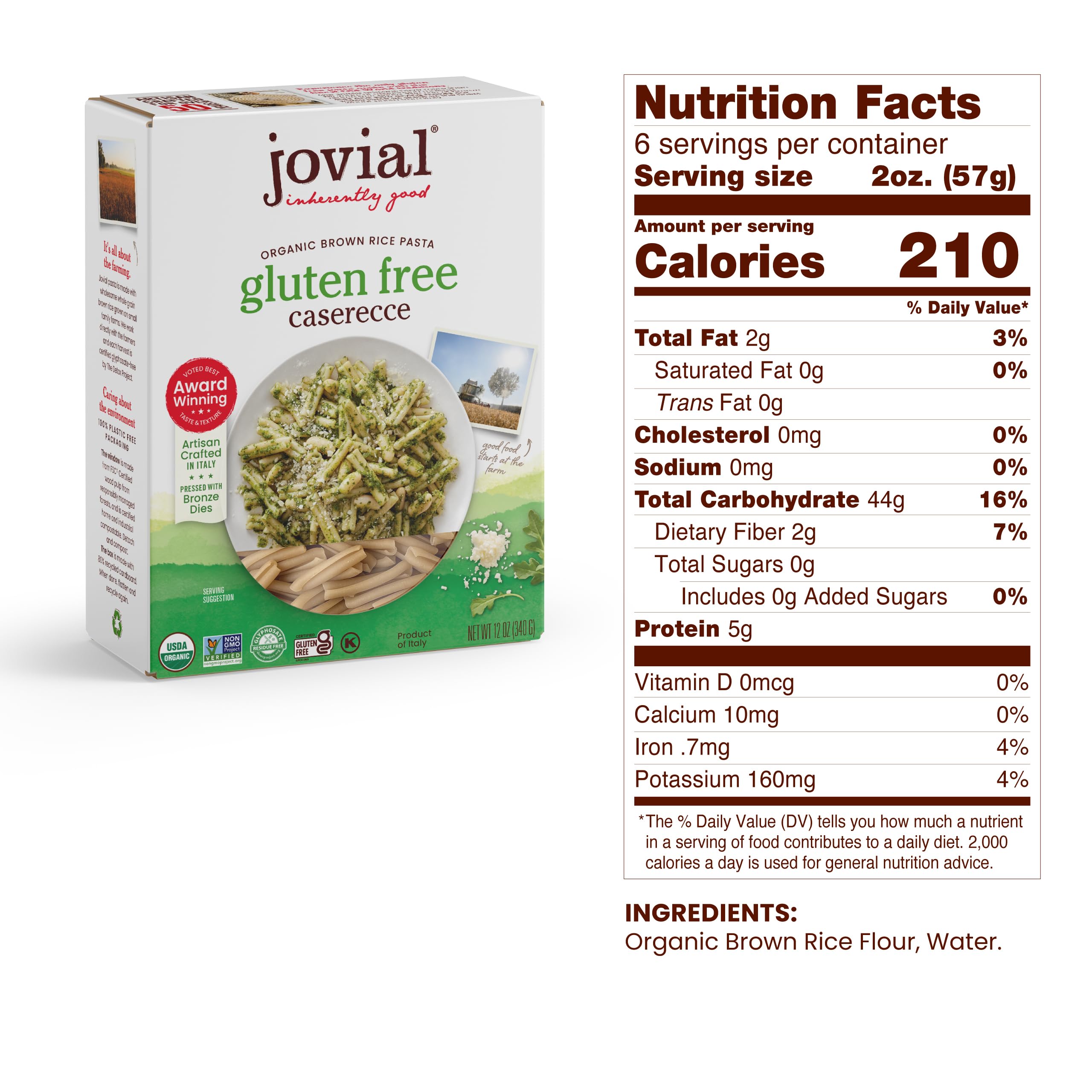 Organic Whole Grain Brown Rice Pasta Variety Pack (Penne, Fusilli, Caserecce) - Gluten Free, Dairy Free, Non-GMO, Made in Italy - 12 Oz (9 Pack) | Perfect for Vegan, Paleo & Healthy Family Dinners