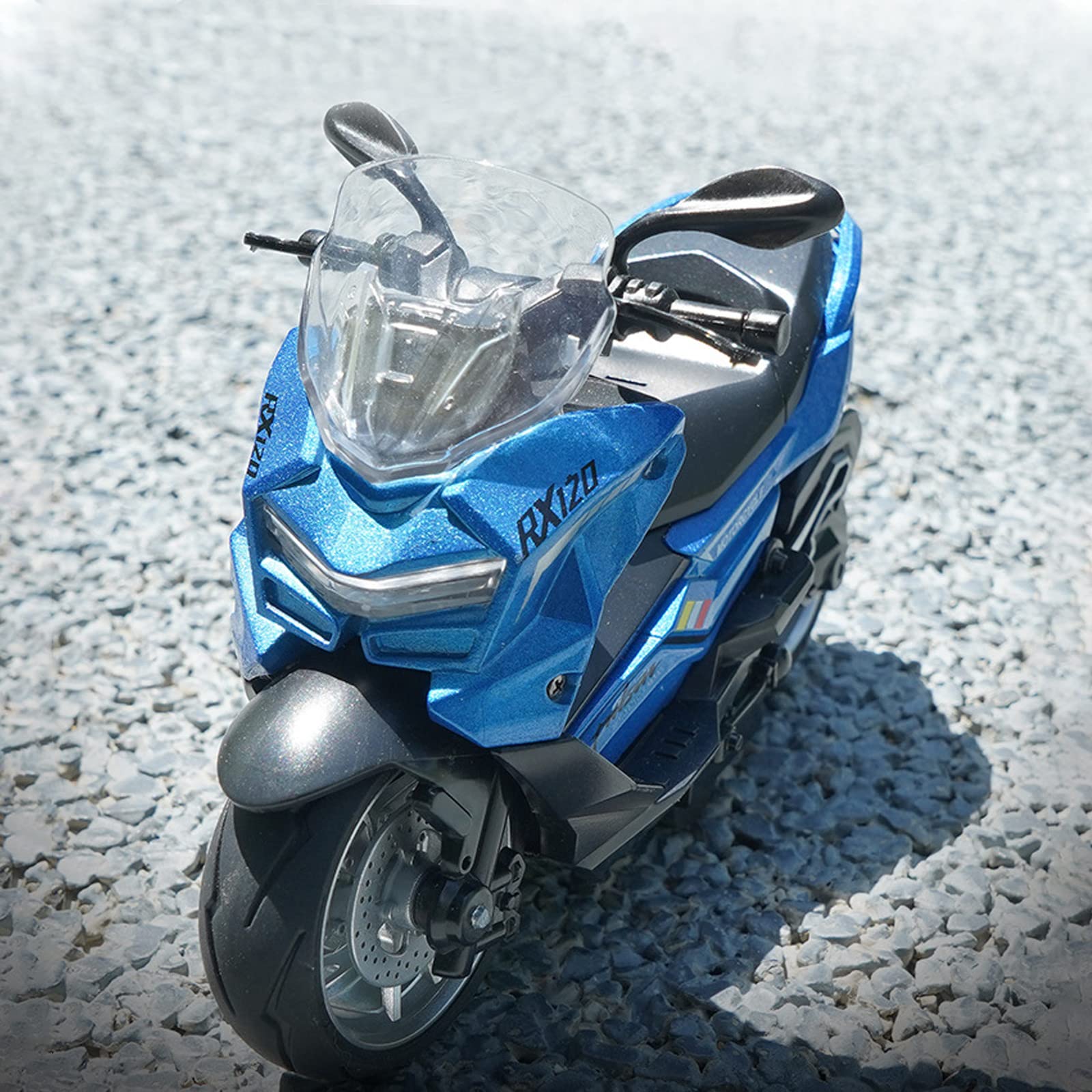 1:12 Scale Alloy Pull Back Motorcycle Toy with LED Lights & Music, Anti-Skid Rubber Wheels & Shock Resistant - Perfect Gift for Boys & Girls | Kids' Collection Decoration, Birthday Present & Role Play Toy