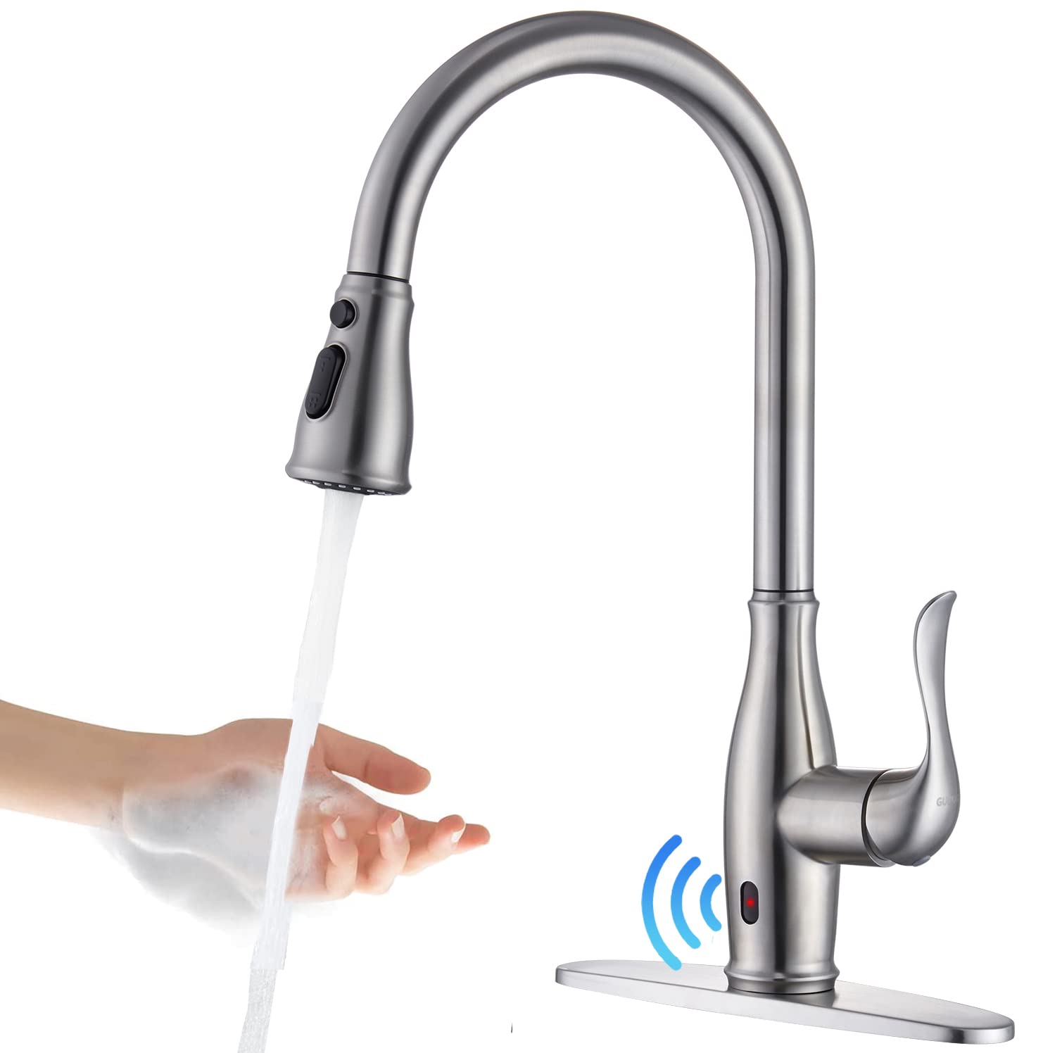 Hands-Free Kitchen Faucet with Motion Sensor - Pull Down Sprayer, Stainless Steel Finish for Modern Kitchens
