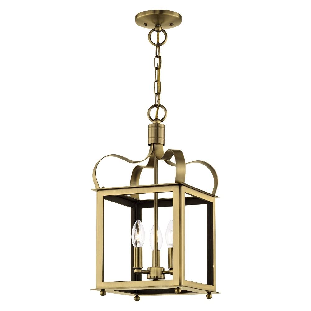 Livex Lighting 4313-91 Garfield 3-Light Convertible Hanging Lantern/Ceiling Fixture, Brushed Nickel 10