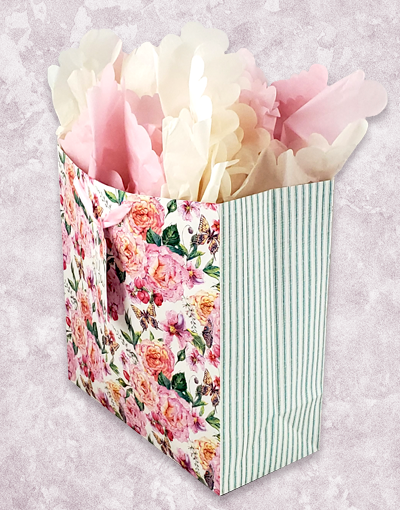Giardino Fiorito Large Square Gift Bags - Premium Floral Design Gift Bags for Birthdays, Weddings & Special Occasions