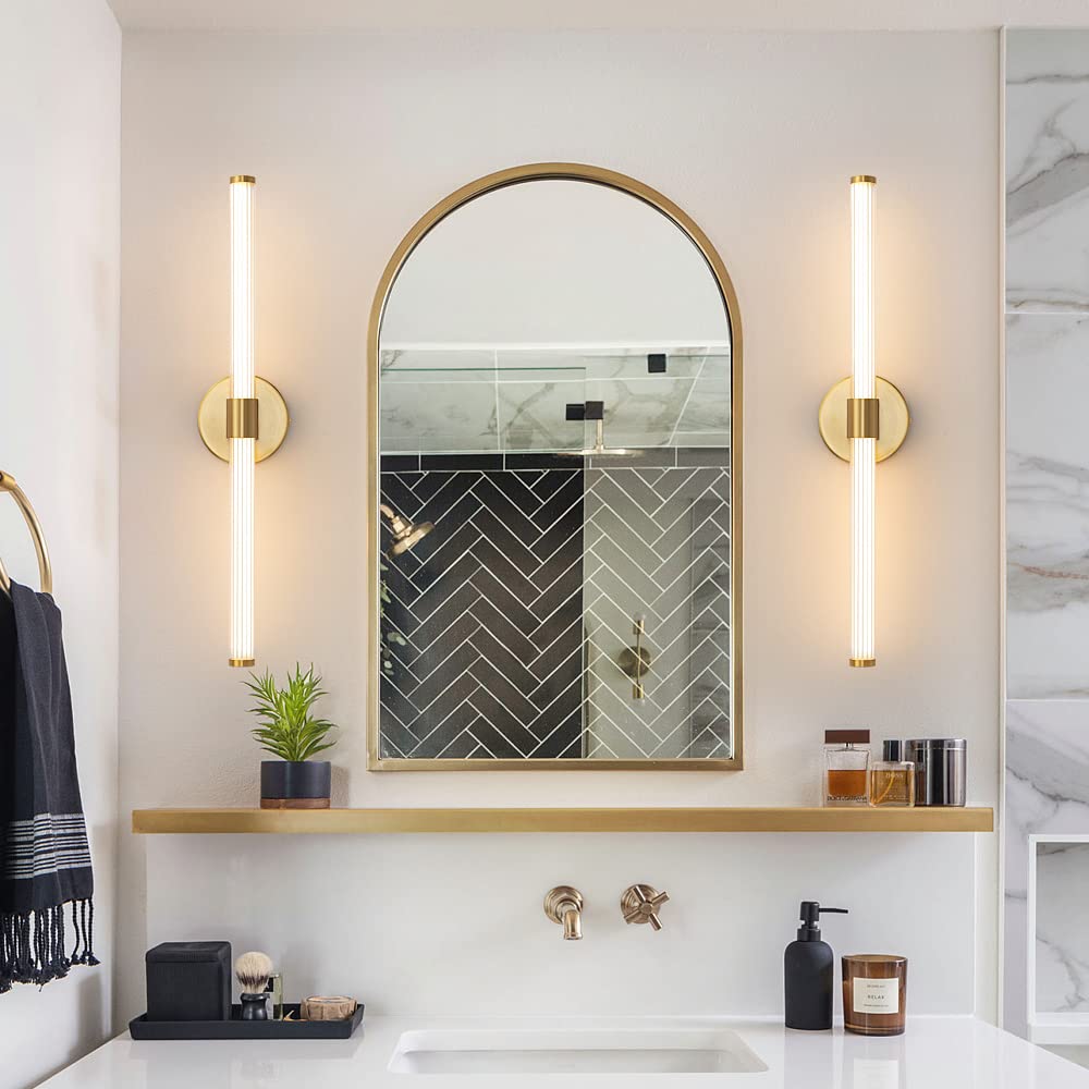 22 Inch Dimmable LED Vanity Light Bar - Gold Modern Bathroom Wall Sconce with 360° Full Lighting for Mirror, Warm White Light for Bedroom & Living Room | Perfect for Makeup, Shaving & Home Decor