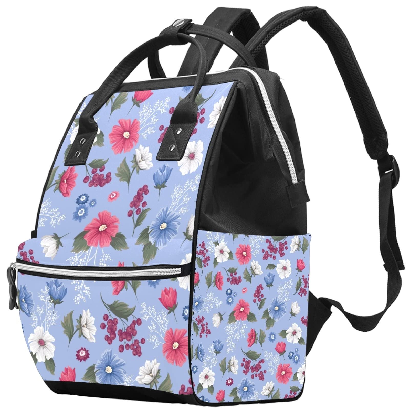 Stylish Purple Floral Diaper Backpack for Moms & Dads - Large Capacity Baby Travel Bag for Boys & Girls | Perfect for Daycare, Family Outings & Airplane Travel