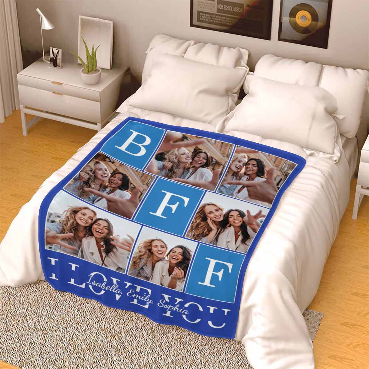 MyPupSocks Custom Photo Fleece Blanket - 6 Picture Personalized Throw Blanket 70x80 Inch - Lightweight Cozy Blanket for Couples, BFF Gifts, Pet Lovers - Perfect for Bed, Sofa, Couch & Home Decor