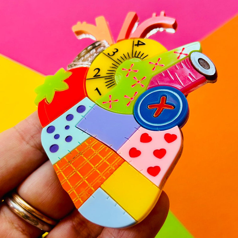 Anatomical Heart Acrylic Brooch DIY Sewing Kit - Unique Handmade Jewelry Supplies by Makokot Design - Perfect for Crafting, Cosplay & Fashion Accessories