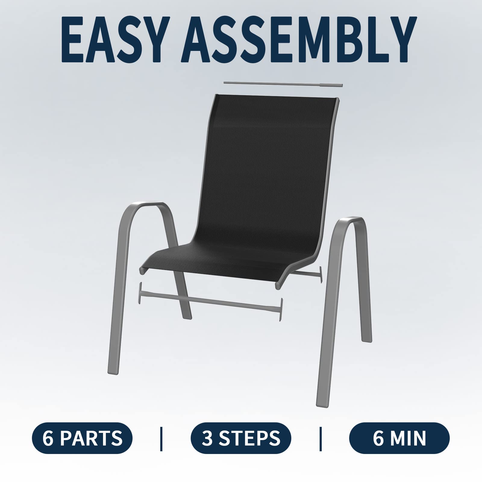 Amopatio 4-Piece Stackable Patio Chair Set - All-Weather Outdoor Dining Chairs, Breathable Garden Furniture for Backyard, Deck, Poolside - Black (Perfect for Outdoor Entertaining & Relaxation)