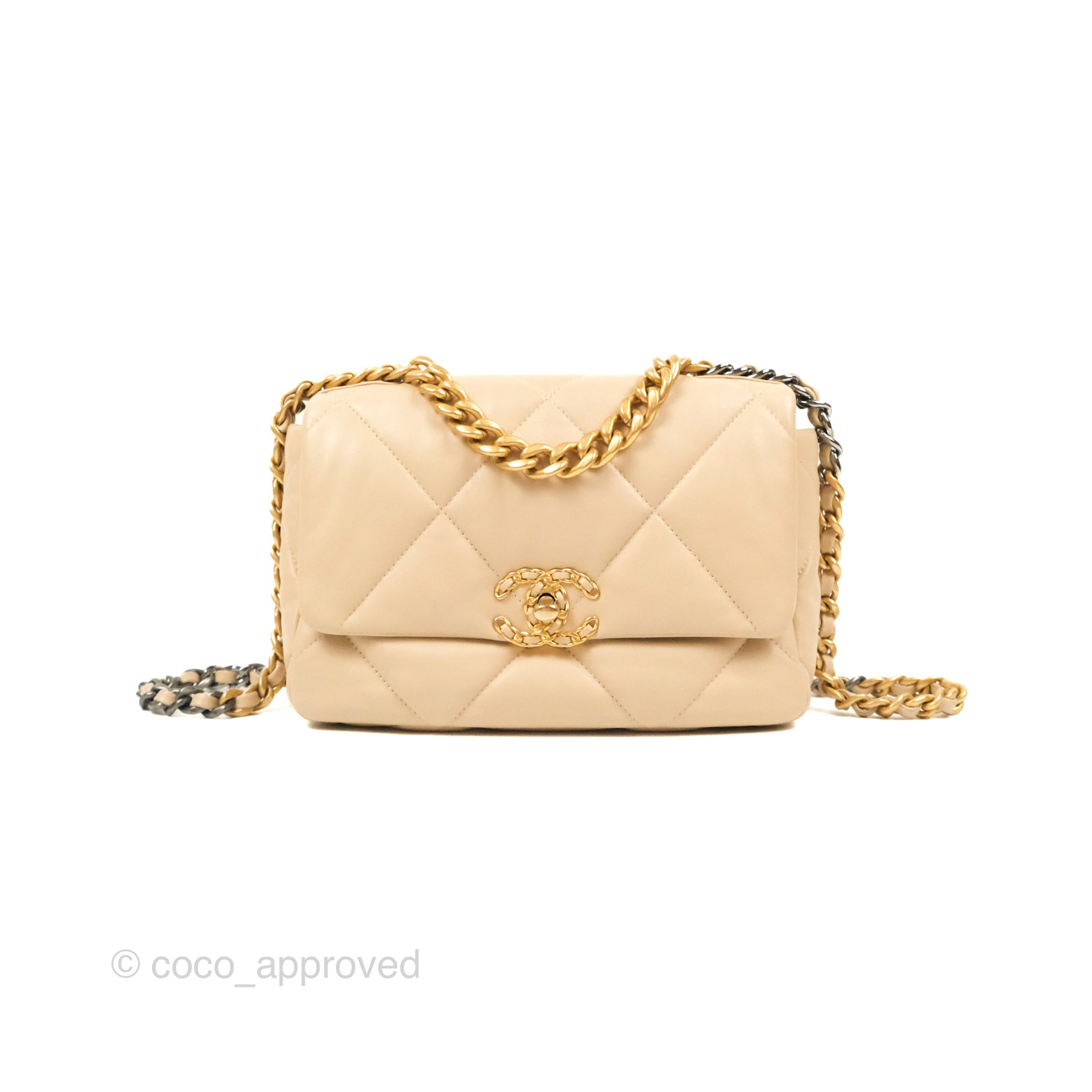 Chanel 19 Small Light Beige Mixed Hardware Flap Bag - Luxury Designer Handbag for Women | Perfect for Everyday Use, Office & Special Occasions