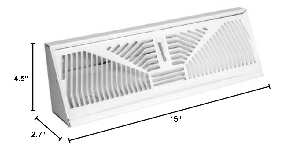American Metal 3015W15 Baseboard Diffuser - 15-inch Steel White Sunburst Pattern (Pack of 10) - Perfect for HVAC Ventilation in Homes, Offices & Commercial Spaces