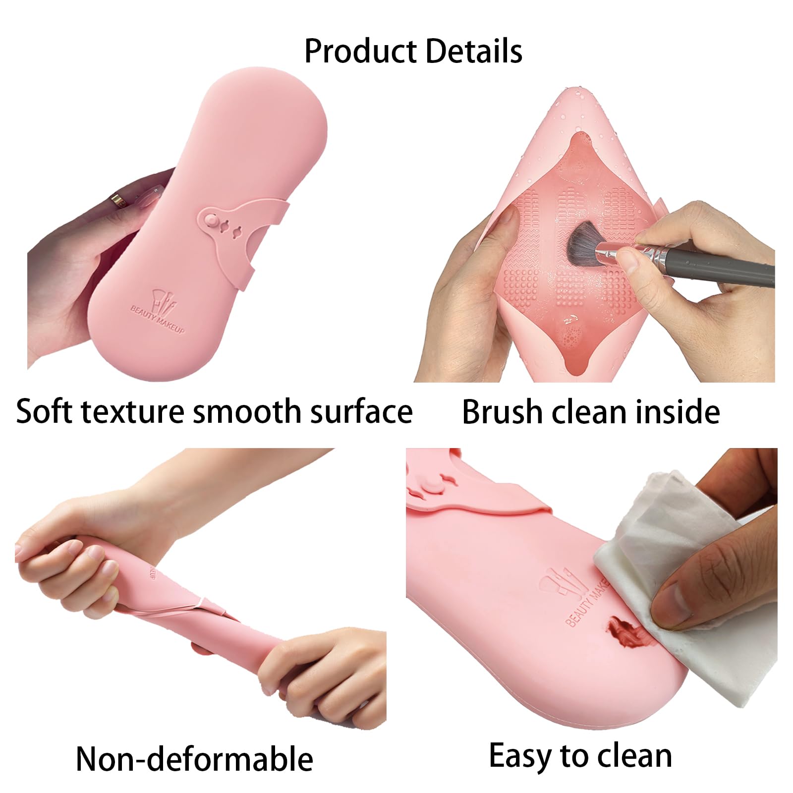 Large Waterproof Travel Makeup Bag with Silicone Brush Holder - White Cosmetic Organizer & Pink Makeup Case Set - Portable Toiletry Essentials for Women | Perfect for Vacation, Gym, and Daily Beauty Routine