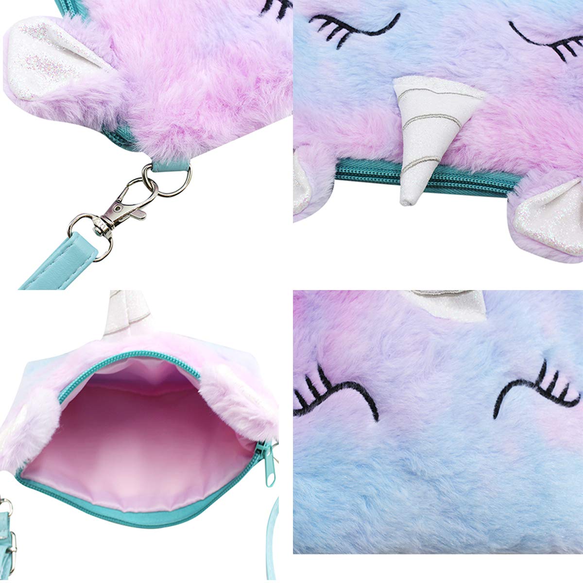 **MINGSEECESS Girls Fluffy Crossbody Purse - Cute Fuzzy Tie-Dye Shoulder Bag with Zipper for Kids, Coin Wallet | Perfect for School, Travel & Birthday Gifts**