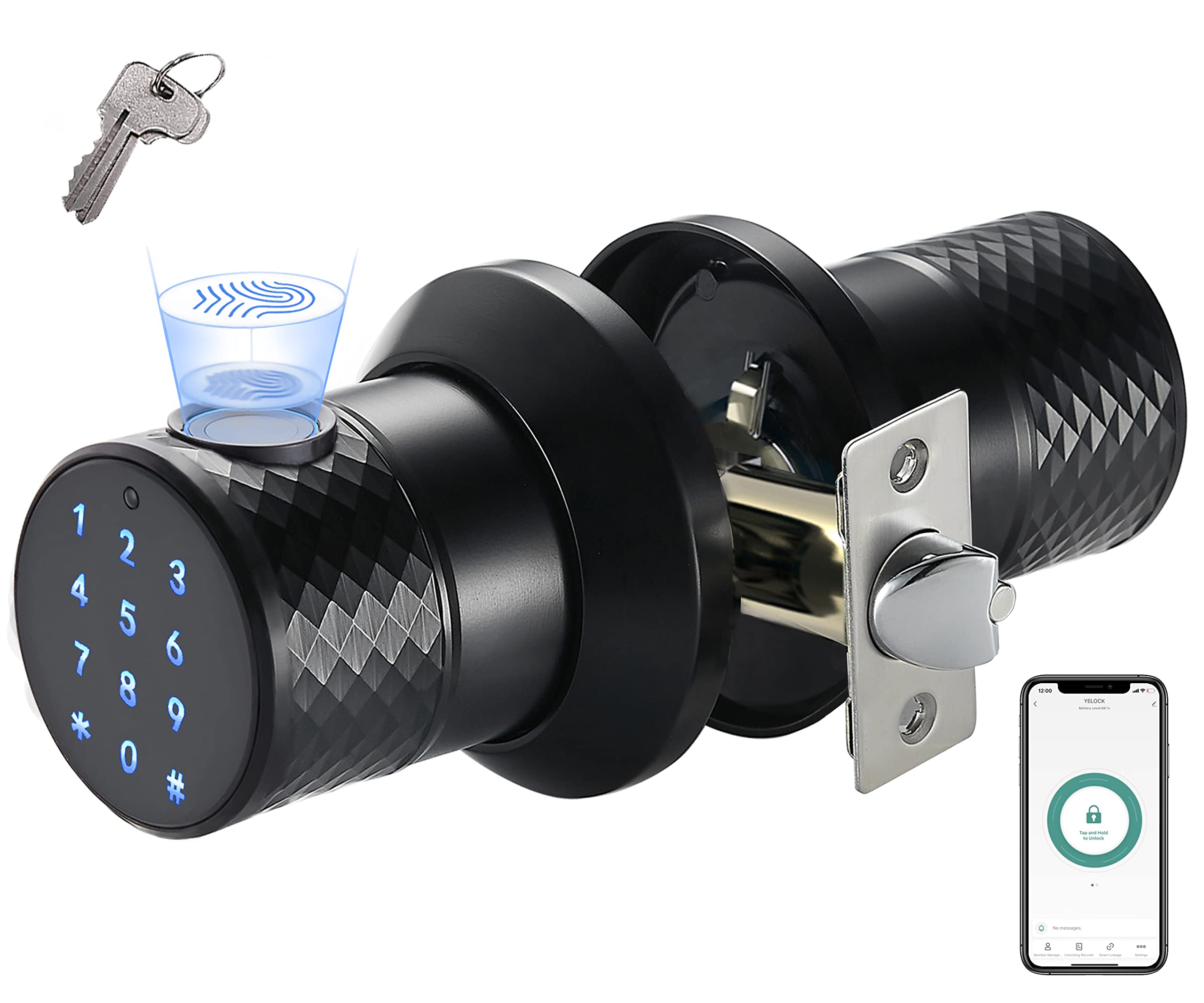 Smart Keypad Door Lock with Fingerprint Entry - 250 User Capacity, Anti-Pry Technology, App Control & Auto-Locking - Easy Installation for Homes, Offices, Hotels & Apartments | Secure Entry Solution for Front Doors, Rental Properties & Smart Homes