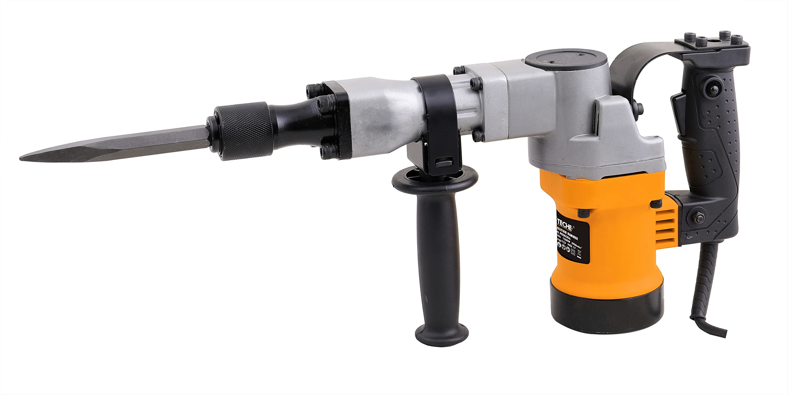 HOTECHE P800316A 12J 1200W Electric Demolition Jack Hammer - Heavy Duty Concrete Breaker for Construction, Road Repair & DIY Demolition Projects