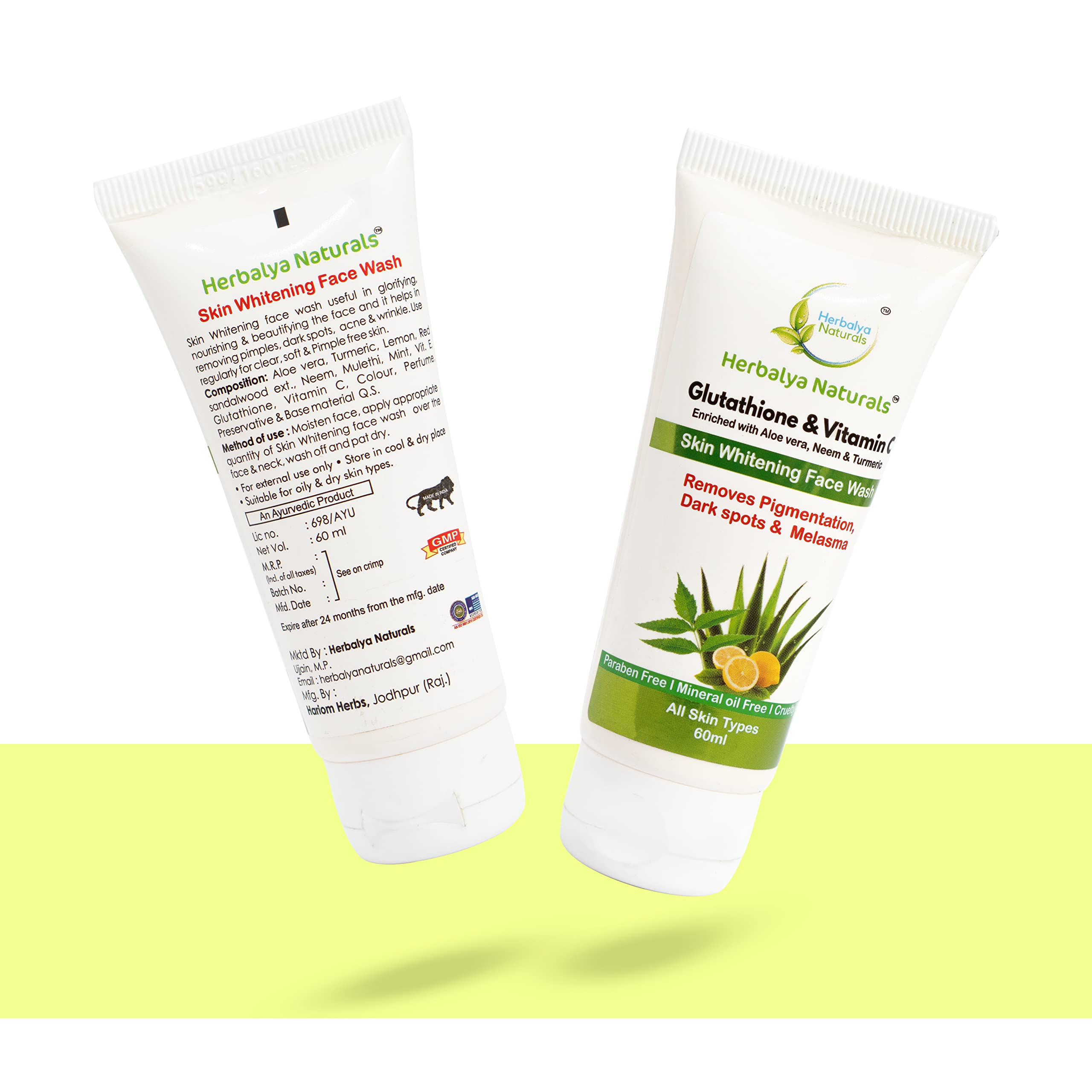 Herbalya Naturals Skin Whitening Cream with Glutathione & Vitamin C - Brightening, Anti-Pollution Face Moisturizer for All Skin Types (110g) | Perfect for Daily Skincare Routine & Dark Spot Reduction