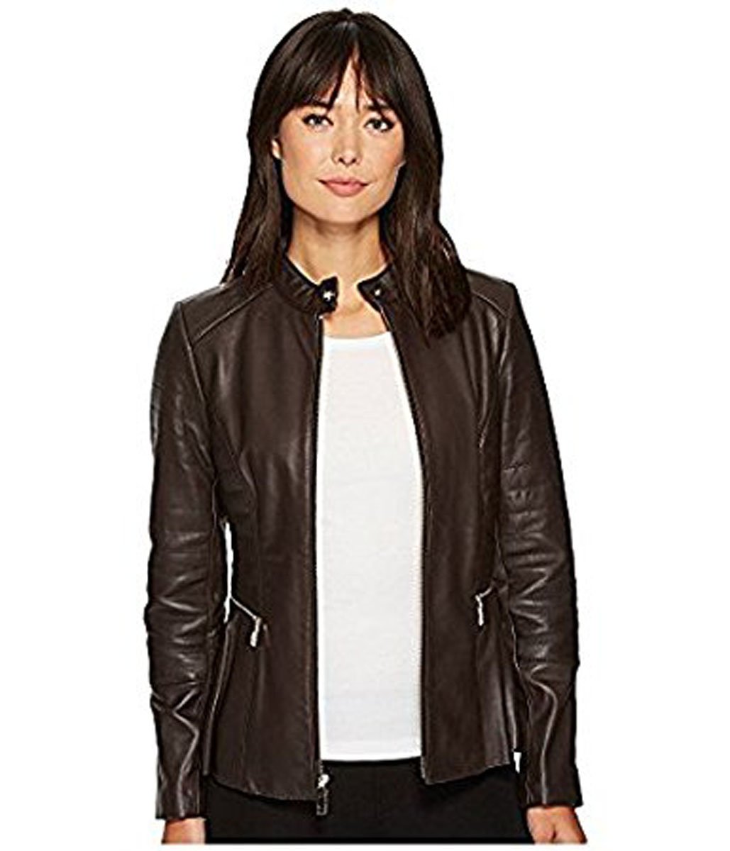 SID Women's Dark Brown Lambskin Leather Biker Jacket - Stylish Motorcycle Outerwear for Casual & Night Out Fashion