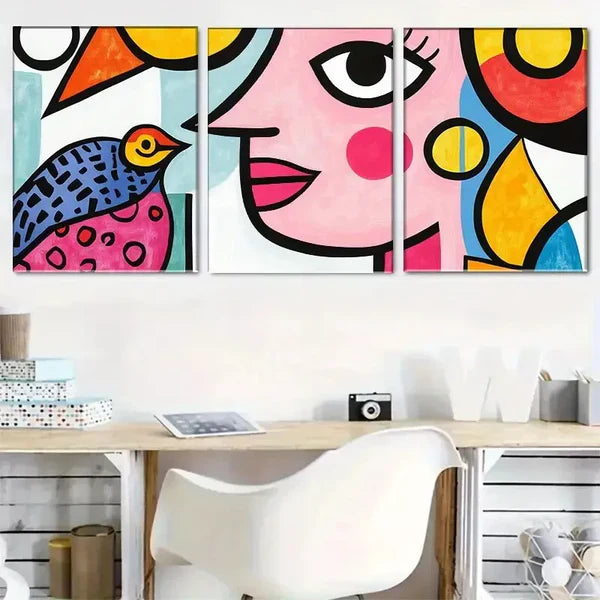 3-Piece Pop Art Wall Canvas Set - Framed 60x90cm Modern Home Decor | High Quality Australian Made Art Prints | Ready to Hang for Living Room, Bedroom & Office Decor