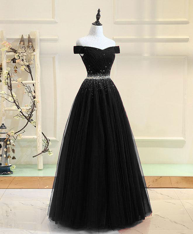 Elegant Black Tulle Sequin Long Prom Dress for Women - Sparkly Evening Gown for Formal Events, Parties & Special Occasions